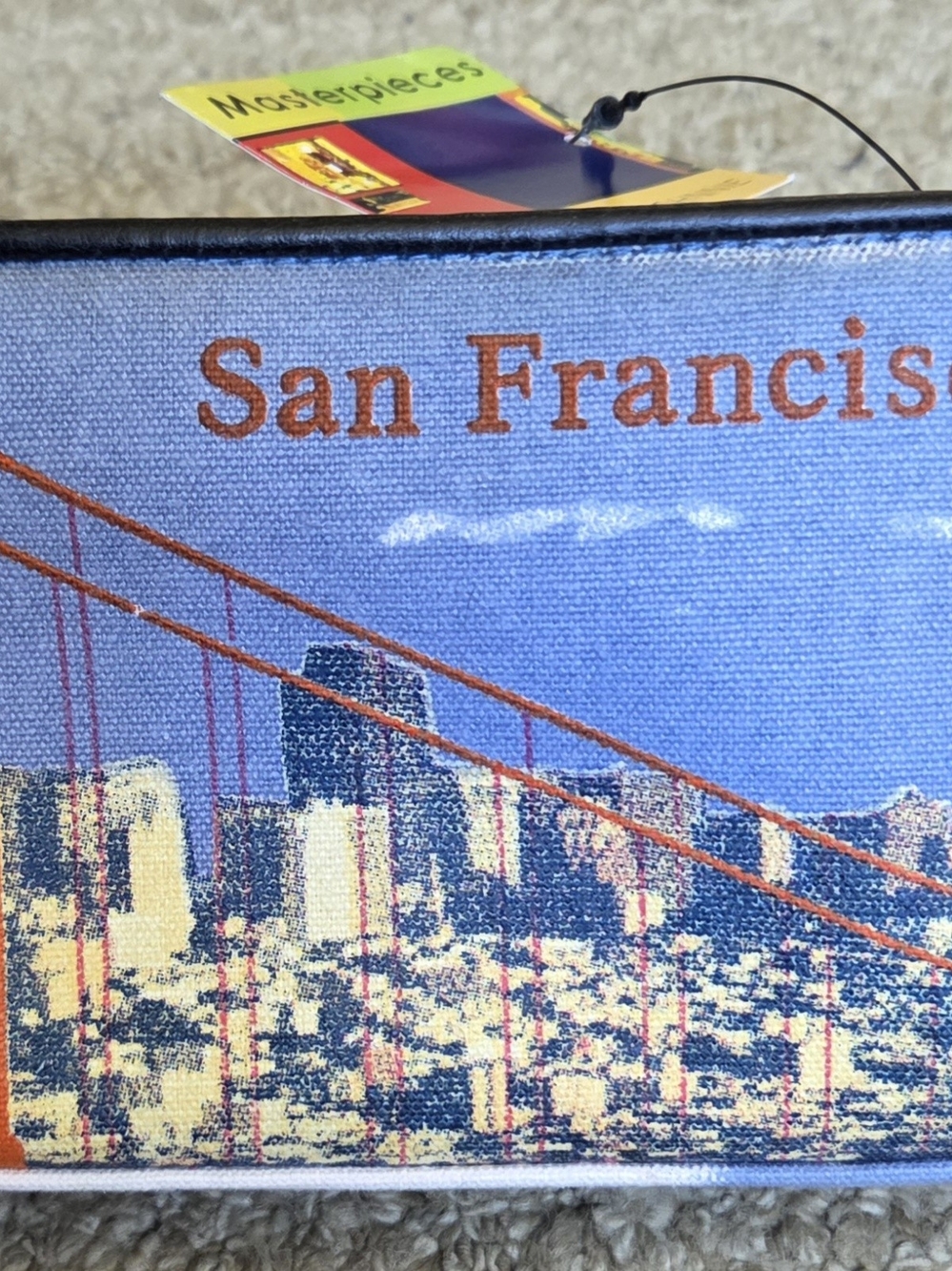 San Francisco Canvas Beaded Mini Bag Makeup Case by Frankie and Johnnie NWT